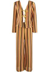 Zig Zag Tie Front Top and Trouser Set