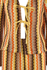 Zig Zag Tie Front Top and Trouser Set