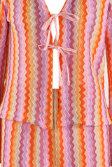 Zig Zag Tie Front Top and Trouser Set