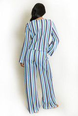 Zig Zag Tie Front Top and Trouser Set