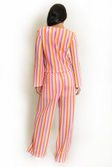 Zig Zag Tie Front Top and Trouser Set