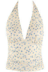 Mini Flower Print Ruched Halter Neck top