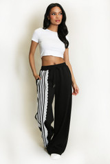 Side Striped Lace Panel Joggers 