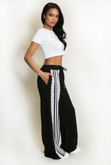 Side Striped Lace Panel Joggers 