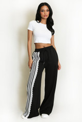 Side Striped Lace Panel Joggers 