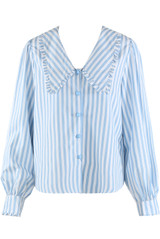 Striped Pointed Collar Blouse