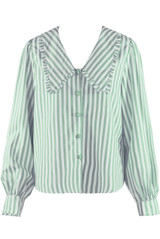 Striped Pointed Collar Blouse