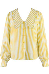 Striped Pointed Collar Blouse