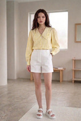 Striped Pointed Collar Blouse