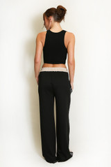 Side Leopard Striped Panel Joggers