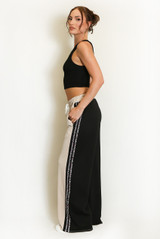 Side Leopard Striped Panel Joggers