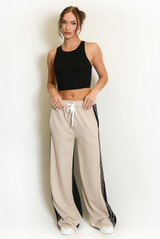 Side Leopard Striped Panel Joggers