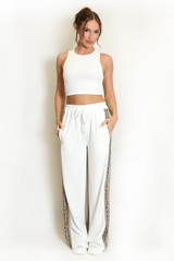 Side Leopard Striped Panel Joggers