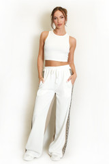 Side Leopard Striped Panel Joggers