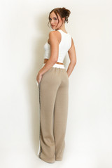 Side Leopard Striped Panel Joggers