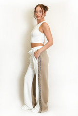 Side Leopard Striped Panel Joggers