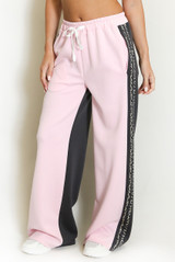 Side Leopard Striped Panel Joggers