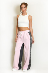 Side Leopard Striped Panel Joggers