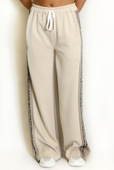 Side Leopard Striped Panel Joggers