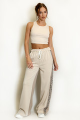 Side Leopard Striped Panel Joggers