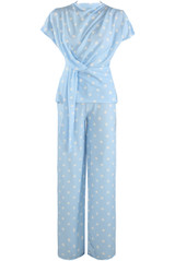 Polka Dots Wrap Blouse and Trouser Set