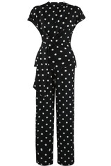 Polka Dots Wrap Blouse and Trouser Set