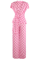 Polka Dots Wrap Blouse and Trouser Set