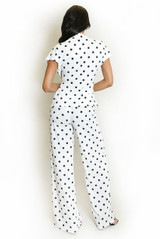 Polka Dots Wrap Blouse and Trouser Set