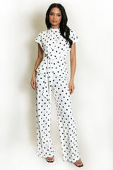 Polka Dots Wrap Blouse and Trouser Set