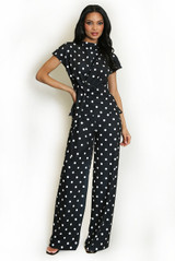 Polka Dots Wrap Blouse and Trouser Set