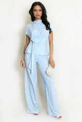 Polka Dots Wrap Blouse and Trouser Set