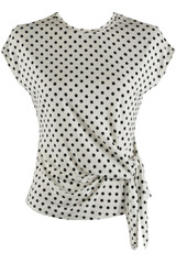Satin Polka Dots Side Wrap Blouse
