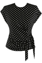 Satin Polka Dots Side Wrap Blouse
