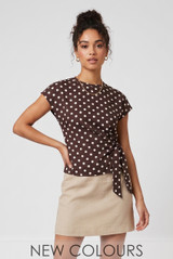 Polka Dot Tie Side Top
