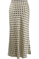 Satin Polka Dots Bias Midi Skirt