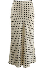 Satin Polka Dots Bias Midi Skirt