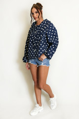 Polka Dot Tie Hood Jacket 