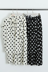 Polka Dots Tie Neck Blouse and Trouser Set