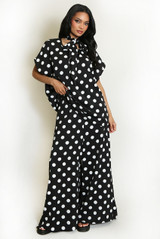 Pussy Bow Polka Dot Blouse and Trouser Set