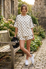 Polka Dot Side stripe Top and Shorts Set