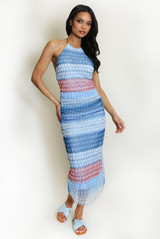 Halter Neck Printed Midi Dress