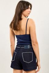 Thread Detail Indigo Denim Shorts