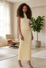 Waffle Texture Top & Maxi Skirt Set