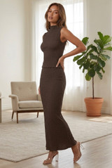 Waffle Texture Top & Maxi Skirt Set