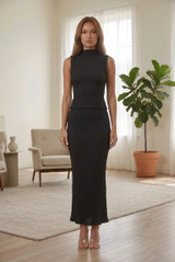 Waffle Texture Top & Maxi Skirt Set