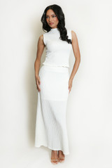 Textured Sleeveless Top And Maxi Skirt Set