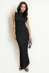 Textured Sleeveless Top And Maxi Skirt Set