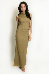 Textured Sleeveless Top And Maxi Skirt Set