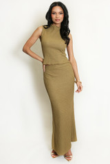 Textured Sleeveless Top And Maxi Skirt Set