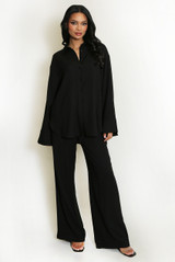 Loose Fit Blouse And Drawstring Trouser Set